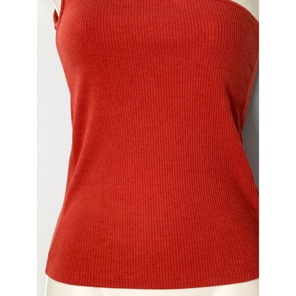 J.Crew One Shoulder Tank Top Vintage Rib Orange Rust Size XXS - Picture 6 of 6